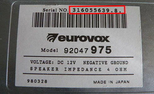 numero de serie d'un radio eurovox