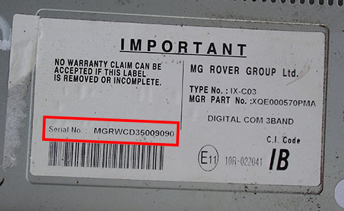 numero de serie d'un radio mg
